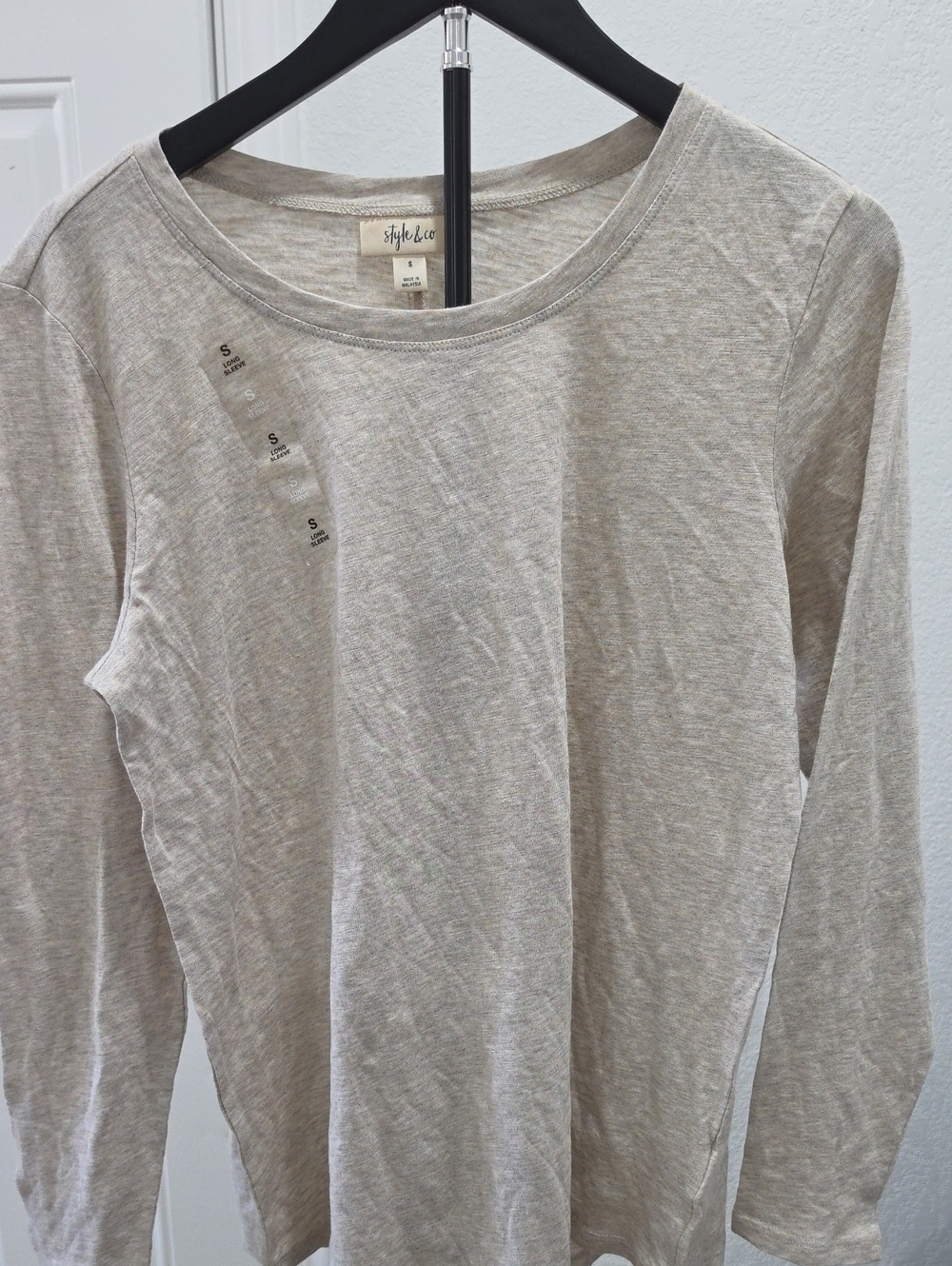 Style & Co. Women’s Long Sleeve Crewneck Top - Light Taupe